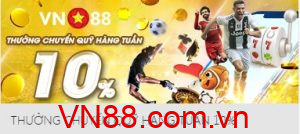 Thưởng chuyển quỹ hàng tuần 10% dành cho thành viên VIP tại VN88